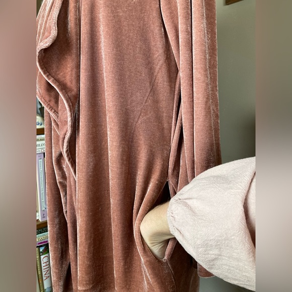 Suzanne Betro SB Mauve Pink Velvet Duster Kimono Cardigan Sz Large L - Picture 9 of 16